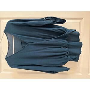 West Kei Teal Rayon Long Sleeve Blouse Size L